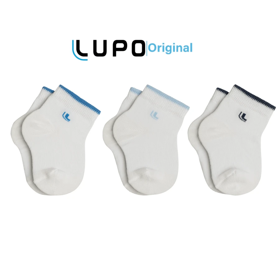 LUPO Kit 03 Pairs Of Baby Socks Mid-Calf Lupo Baby Toddler Boy And Girl RN 02165-089 - 白色和藍色 - 查看 1