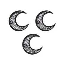 3pcs Crescent Moon With Flowers Embroidered Patch Badge For Clothing Jacket Trucker Hat Gift - Multicolor - View 1