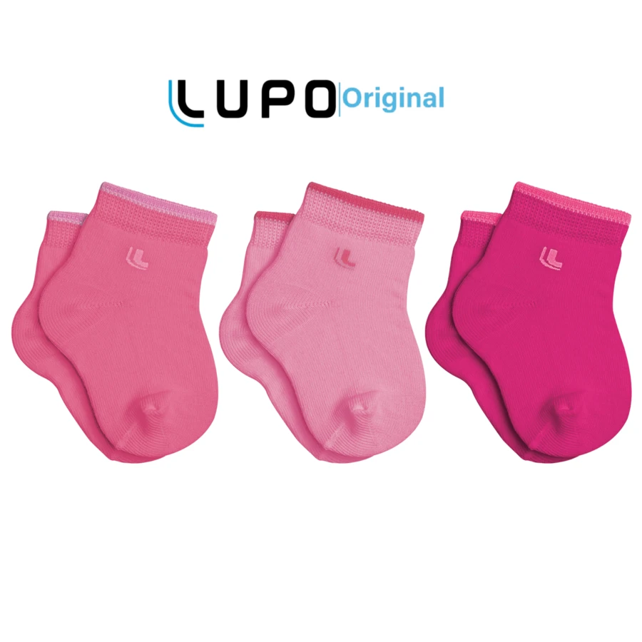 LUPO Kit 03 Pairs Of Baby Socks Mid-Calf Lupo Baby Toddler Boy And Girl RN 02165-089 - 玫紅色 - 查看 1