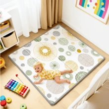 Extra Large 50x50 Inch Foldable Baby Play Mat, Waterproof Reversible Foam Playpen Mat For Tummy Time & Crawling, Floor Mat For Infants Toddlers - 圓圈 - 查看 10