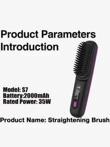 便携式无绳直发梳，带负离子的便携式直发梳，女士热梳直发器，轻巧迷你，方便携带，充满电后可使用约 20 分钟