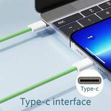 3.3/6.6/10英尺 USB-C 转 Type-C 快速充电数据线，尼龙编织，兼容 17/16/15/Pro/Pro Max/iPad 及其他安卓手机，支持 60W~18W 快速充电，适用于室内/室外/旅行和车载环境。 - 綠色 - 查看 5