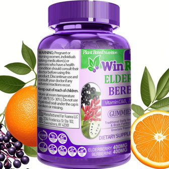 Elderberry Zinc Gummies 50mg Graviola Berberine Supplement Elderberry Zinc Gummies With Vitamins B/C Magnesium Sambucus Elderberry Immunity Gummies Adult Immune Support Supplement - 60 Gummies