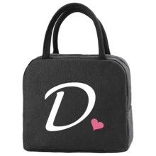 1pc Insulated Lunch Bag Bento Pack Aluminum Foil Rice Bag Ice Pack Personalized Pink Love Letter A-Z Printing Lunch Box Portable Lunch Handbag Thermal Picnic Bag