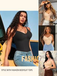 Women's Solid Backless Seamless Shapewear Romper, Casual Comfy Tummy Control Hip Lifting Shaper For Daily Wear, Ladies Shapewear For All Seasons