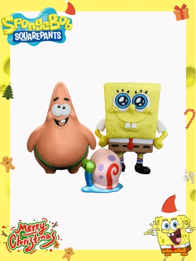  1/2/3pcs Cute Cartoon SpongeBob PVC Action Figures, SpongeBob's Friends Anime Decor Collectibles, Best For Holiday Party Decoration, Gift For Friends
