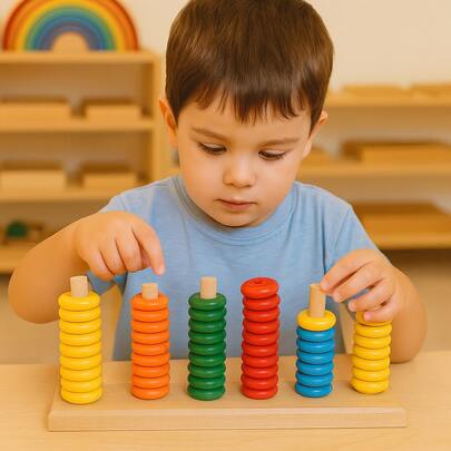 Ábaco Montessori madera argollas plástico juego educativo clasificación conteo aprendizaje infantil juguete didáctico accesorios enseñanza homeschooling