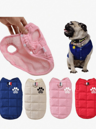 Footprint Pattern Simple Pet Clothes For Dogs And Cats Cotton-Padded Clothes For Teddy Small Dogs Maltese Autumn And Winter