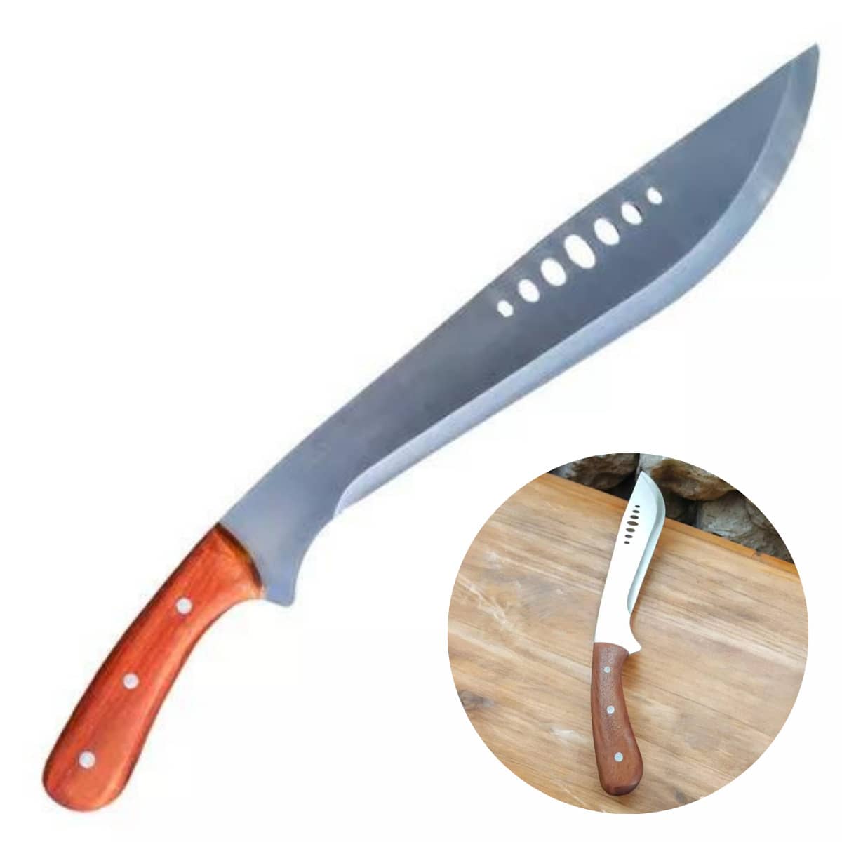 Rambo Tactical Military Machete Sharp Steel 51cm Wooden Handle - Silver - View 1