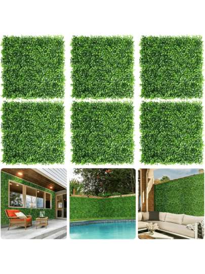 5/10Pcs 25*25cm Plastic Artificial Boxwood Plant Wall, UV-Resistant Privacy Screen, Artificial Hedge Grass Mat Green Wall Panels, Artificial Plant Leaves Garden Fence,For Home Decor,Room Decor,Garden Decor,Wall Decor,Indoor Outdoor Decor, Bedroom Decor,Wedding Decoration,Party Decorations,Birthday Decoration,Christmas Decorations