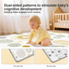 Extra Large 50x50 Inch Foldable Baby Play Mat, Waterproof Reversible Foam Playpen Mat For Tummy Time & Crawling, Floor Mat For Infants Toddlers - 圓圈 - 查看 8