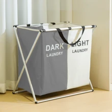 Multi-Compartment Laundry Basket, Clothes Storage Organizer, Collapsible 3-Sections Laundry Hamper With Aluminum Frame, Suitable For Bathroom, Bedroom, Garage - Multicolor - View 11