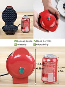 SCISHARE 1PC Wall Plug 350-Watt 4-Inch Mini Waffle Maker For Individual Waffles, Hash Browns, Keto Chaffles With Easy To Clean, Non-Stick Surfaces