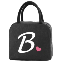 1pc Insulated Lunch Bag Bento Pack Aluminum Foil Rice Bag Ice Pack Personalized Pink Love Letter A-Z Printing Lunch Box Portable Lunch Handbag Thermal Picnic Bag