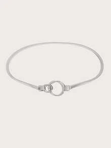 1pc Women's Double Ring Metal Elastic Waist Belt - Multicolor - View 3