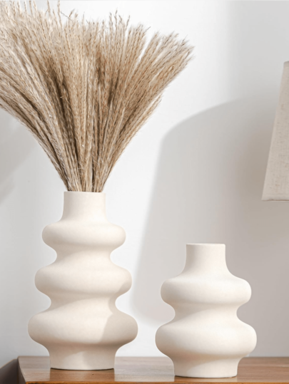 1pc Ceramic Vase, Round Moderne Dried Flower Pampas Boho Home Centerpiece Wedding Dinner Tafel Living Room Office Bedroom, Ho warming (Please Check Size In mation Be Purchasing) Glass Vase view 3