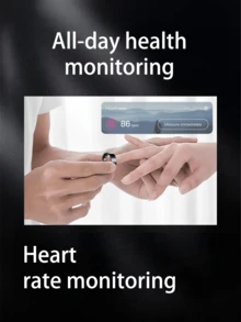 1个智能戒指，可监测心率、血氧、HRV、压力、月经周期、计步、跑步、步行、骑行、瑜伽、徒步、跳绳、游泳、羽毛球、足球、篮球等运动。功能包括关爱家人朋友、手势控制、远程拍照。监测睡眠质量，佩戴舒适，轻松便捷的健康管理专家，触手可及。通过手机App实时查看数据，全天候健康监测，守护您的健康。