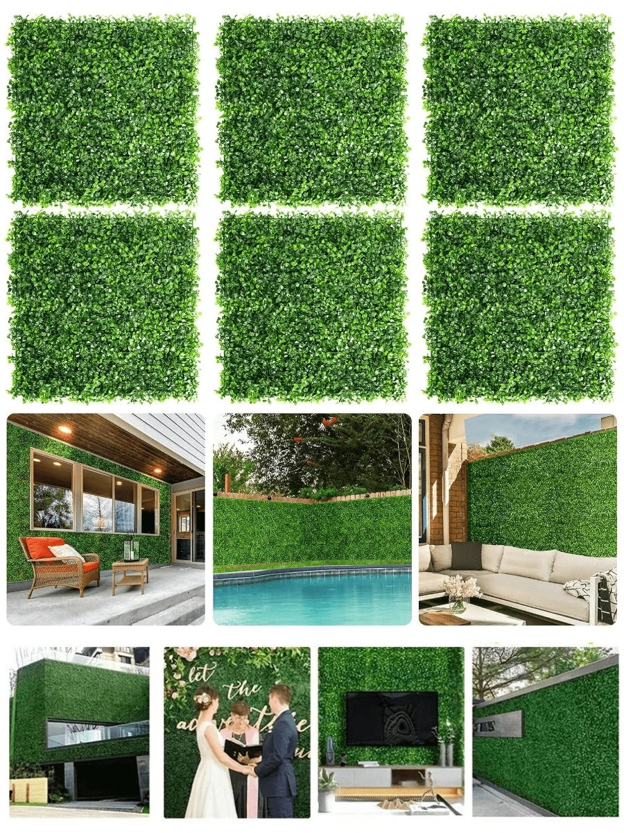 Nejlue Artificial Flowers/Plants1111 Home & Living 4/8Pcs Artificial Grass Boxwood Panels Topiary Hedge Plant Wall With UV Protection,Privacy Hedge Screen Sun Protected Suitable For Events,Outdoor,Indoor,Garden,Fence,Backyard Walls,Patio,Garden,Yard, Walkways,Backdrop,Interior And Exterior Or Your Own Creative Design On Party, Wedding,Christmas Decorations. - Olive Green - View 1