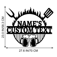 1pc Customized Metal Barbecue Nameplate, Personalized Outdoor Grill Decor Plate, Engraved Plaque For Grandpa Gift, Custom Metal Wall Art For Backyard - Black - View 19