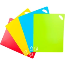 6 件厨房柔性塑料切菜板，厨房塑料切割垫 - 超厚切割垫 - 每块板垫上都印有食物图标 - 防滑背面，可放入洗碗机清洗 - 彩色 - 查看 10