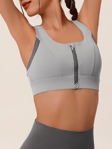 361degree Women's U-Neck Widetrap Wireless Front Zip High Elastic Sports Yoga Bra Camisole, Suitable For Periods, Can Be Worn Outerwear, Zipper With Buckle To Prevent Falling Off, Versatile, High Elastic Breathable Durable Fade-Resistant Fabric, X-Back Design Prevents Sagging And Shock, Stable And Non-Slip, Suitable For High-Intensity Running, Yoga, Fitness, Christmas Atmosphere, New Year Outfit, Daily Wear