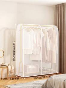 1pc Floor Standing Garment Rack Dust Cover - Transparent Bag Design, Protects Coats And Clothes From Dust And Dirt, Suitable For School Supplies And Study Items - White - View 20