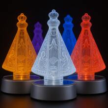 Luminária Nossa Senhora Aparecida de Vidro para Mesa Decorativo para Quarto Escritório Sala Cabaceira LGB