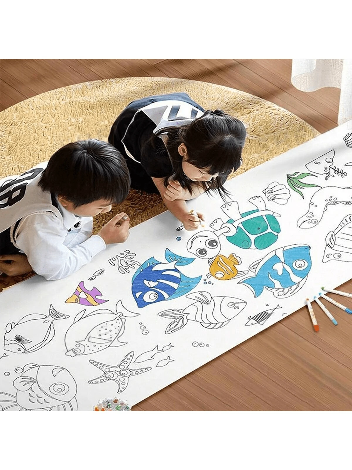 1pc 3/6/12 Meters Doodle Painting Roll, Painting Paper Roll DIY Painting Painting Color Filling, Develop Imagination Painting Tools(Some Parts Are Sent Random)