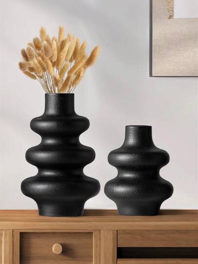 1pc Ceramic Vase, Round Moderne Dried Flower Pampas Boho Home Centerpiece Wedding Dinner Tafel Living Room Office Bedroom, Ho warming (Please Check Size In mation Be Purchasing) Glass Vase view 4