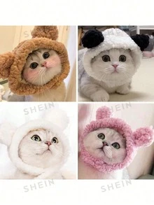 1pc Cute Pet Cat/Dog Ear Hat, Funny Bear Headband/Headpiece, Adjustable Soft Small Pet Headwear For Cats Dogs Puppies, Panda Ear Hat, Pet Winter Warm Headgear - Multicolor - View 1