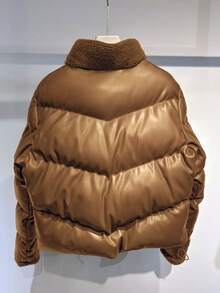 优雅、别致、正式、棕色、女士冬装、女士冬装外套、女士万圣节服装、女士夹克、外出上衣、Y2K 女士羽绒夹克、女士夹克、背心、女士外套、女士冬季夹克、圣诞女装、新年、乡村 - 鏽棕色 - 查看 3