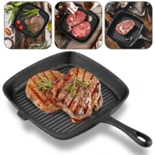 Lislark Cast Iron Griddle Frying Pan Grill Non-Stick Skillet Cooking Fry Square Steak - 黑色 - 查看 3