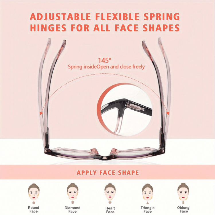 3 Pay Women's Blue Light Blocking Reading Glasses Oprah Style Computer Reading Rim, Spring Hinges, 11 Degree Adjustable, Anti-Blue Light Lenses - 彩色 - 查看 3