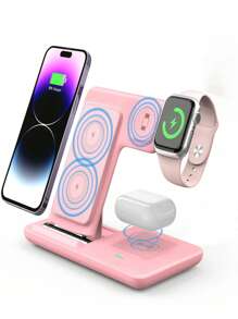 三合一 15W 快速磁无线充电站支架，兼容 I.Phone 16、15、14、13、12、11、X、8 Pro Max/Pro/Mini/Plus、Ultra 10/9/8/7/6/5/4/3/2 SE、4/3/2/Pro/Pro2。