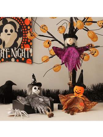万圣节装饰南瓜鬼女巫娃娃派对小雕像挂饰节日礼物小新奇创意物品