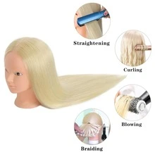 带真人头发的模特头 80% 26 英寸头发模特头，可在娃娃头上练习发型设计，配有夹子和工具，美容模特头（#4 无化妆） - 紫紅色 - 查看 17