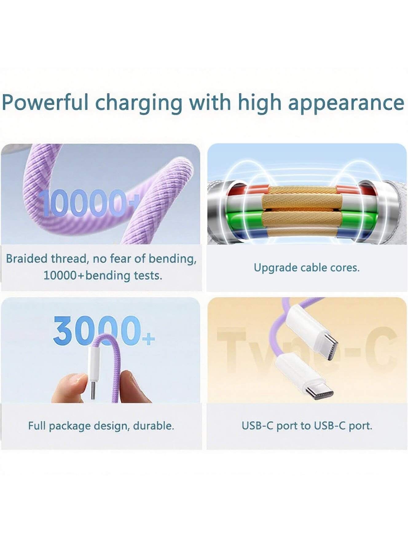 كابل شحن وبيانات نايلون بطول حتى 3 متر – شحن سريع...