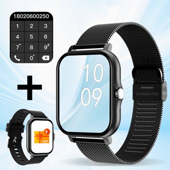 The 2025 New Model Unisex Black Stainless Steel Smartwatch Band, 1.83" HD Full Touch Screen, Supports Phone Calls, Pedometer, Calorie Tracking, Multiple Sports Modes, Alarm, Message Notification, Music Playback, Compatible With Android & IOS, Suitable For School, Workout, Gathering, Comes With 1 Silicone Watch Band