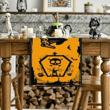 Bieżnik stołowy z motywem Halloween, 1/20 szt., z dynią, duchem, nietoperzem, dekoracja świąteczna do kuchni, trwały i łatwy w czyszczeniu, idealny na przyjęcia i kolacje świąteczne, dekoracja w klimacie Halloween - Wielokolorowe - Zobacz 12
