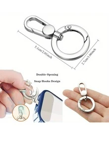 2 Sets Of Dual-Opening Spring Hooks, Push Door Spring Hook Metal Rotating Lobster Claw Buckle, Keychain With Ring Spring Hook, Suitable For DIY Crafts, Lanyards, Keychains, Handbags, Backpacks, Wallets, Bag Straps, Key Rings, Phone Cases, DIY Craft Supplies, Shoulder Bag Luggage Straps, Etc., Unisex Golden, Gun Black, Silvery