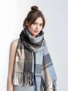 1 Stück eleganter neuer Winterschal, koreanischer Stil dicker karierter Schal für Frauen, einfacher Paar-Winterschal, Studentenschal, Kaschmirimittat, warm und weich, zum Warmhalten im Freien im Winter Frauenwinterschals