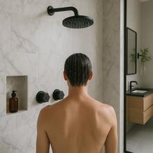 Juego de manerales para baño acero inoxidable negro mate chapetón y cartuchos de latón incluidos control preciso instalación de pared resistente y duradero