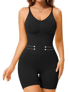 Women's Solid Backless Seamless Shapewear Romper, Casual Comfy Tummy Control Hip Lifting Shaper For Daily Wear, Ladies Shapewear For All Seasons