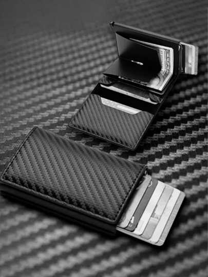 男士简约超薄 RFID 屏蔽钱包，超薄零钱包卡夹，铝合金侧推卡包，身份证和驾驶证夹，适合青少年、夏季休闲、户外、运动、度假、旅行、毕业、生日礼服配饰的礼物