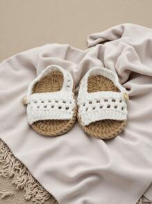 1 Pair Handmade Crochet Infant Pre-Walker Shoes Sandals - White - View 4