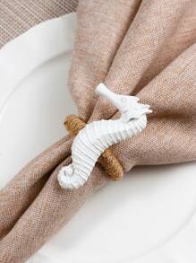 4-20 件手工编织天然亚麻绳和树脂海星餐巾环，适用于户外、主题派对、节日餐桌装饰 - 彩色 - 查看 21