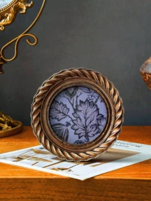 2/1pc European Antique Gold Lace Oval Photo Frame With 1 Random Pad Paper For Photo Display Home Decoration - Multicolor - View 9