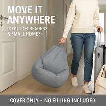 DIY Padded Small Bean Bag Chair Cover - Multi-Purpose Sofa Can Be Used As A Storage Bag, Simple Design Indoor Lazy Lounge Chair Cover, No Filling
