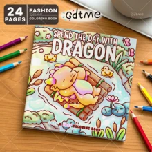 1 Libro "Trascorri una giornata con il drago" Libro da colorare per bambini, 24 pagine (copertina perla) - Carta più spessa migliorata, sollievo dallo stress, pratica di coordinazione dei colori, giocattolo per la pittura Montessori, regalo creativo, linee ruvide facili da colorare, libro da colorare semplice e audace. - 20x20cm 24 pagine - Visualizzare 2