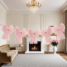 1pc Bow Garland Stylish Sweet Voile Big Bow Banner Party Decorations For Living Room, Bedroom Wedding Decorations And Birthday Party Gatherings Daily Life Wedding Theme Party Home Decor Butterfly Flag